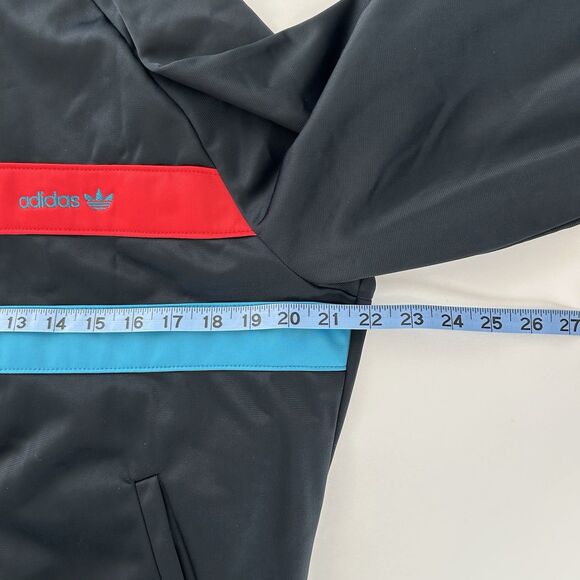 Vtg 80s Adidas Track Jacket Trefoil Mens M Black Stripe Zip Up Made In USA Retro - Picture 9 of 14